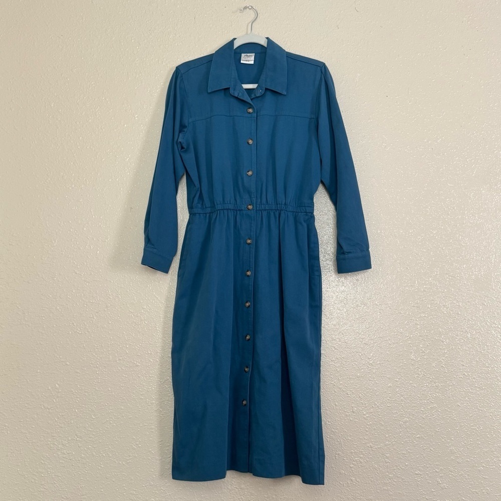 Norm Thompson 70s Vintage Cobalt Blue Utility Dress